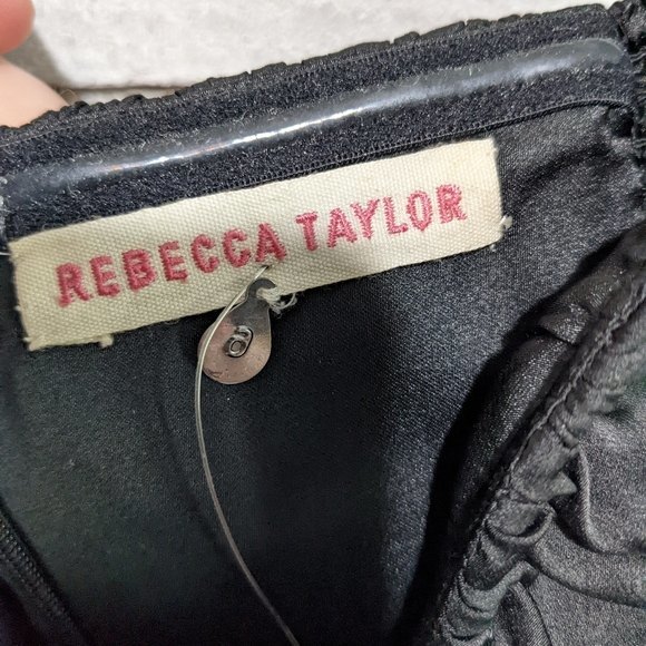 Rebecca Taylor dress tiered short semi black lbd formal fringe sz 6 - Picture 5 of 6